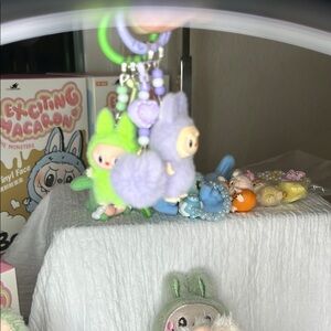 Plush Keychain Set - Green and Purple